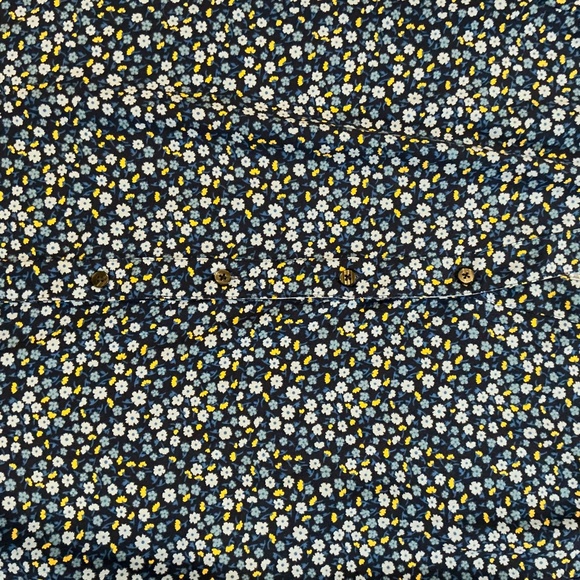 Draper James Navy Blue Yellow Floral Ruffle Hem Short Sleeve Dress Size M - Picture 5 of 7